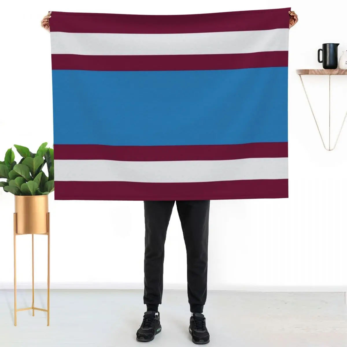 Burnley Varsity Retro Claret, Blue & White Hoops Throw Blanket Thermal Summer Beddings Polar for winter Blankets view 2
