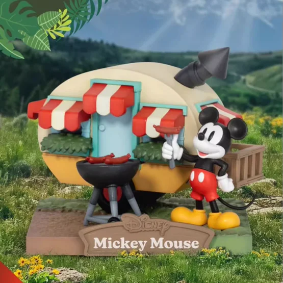 

Disney Mickey Mouse Camping Series Figure Minnie Donald Duck Goofy Chip 'n' Dale Pluto Collection Anime Figurine Doll Model