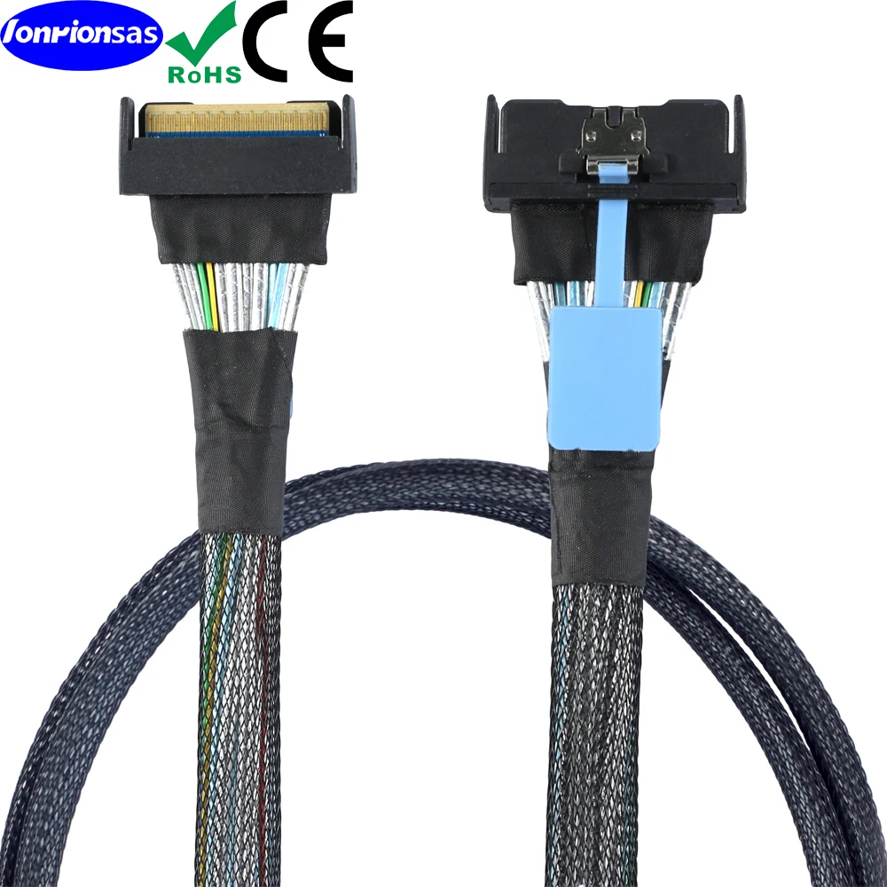 Lontion#Internal PCIe 5.0 Slimline SAS MCIO STR 8i to SFF-8654 8i 74Pin Mini Cool Edge IO Extension Cable For Storage Server RAI