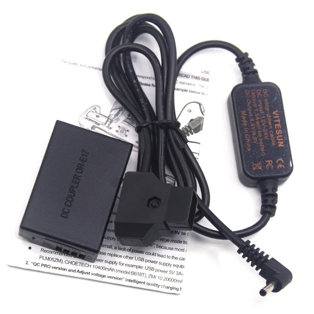 

LP-E17 Dummy Battery DR-E17 DC Coupler D-tap to DC Cable Fit for Canon EOS M3 M5 M6 EOS-M3 EOS-M5 EOS-M6 Mark II Camera