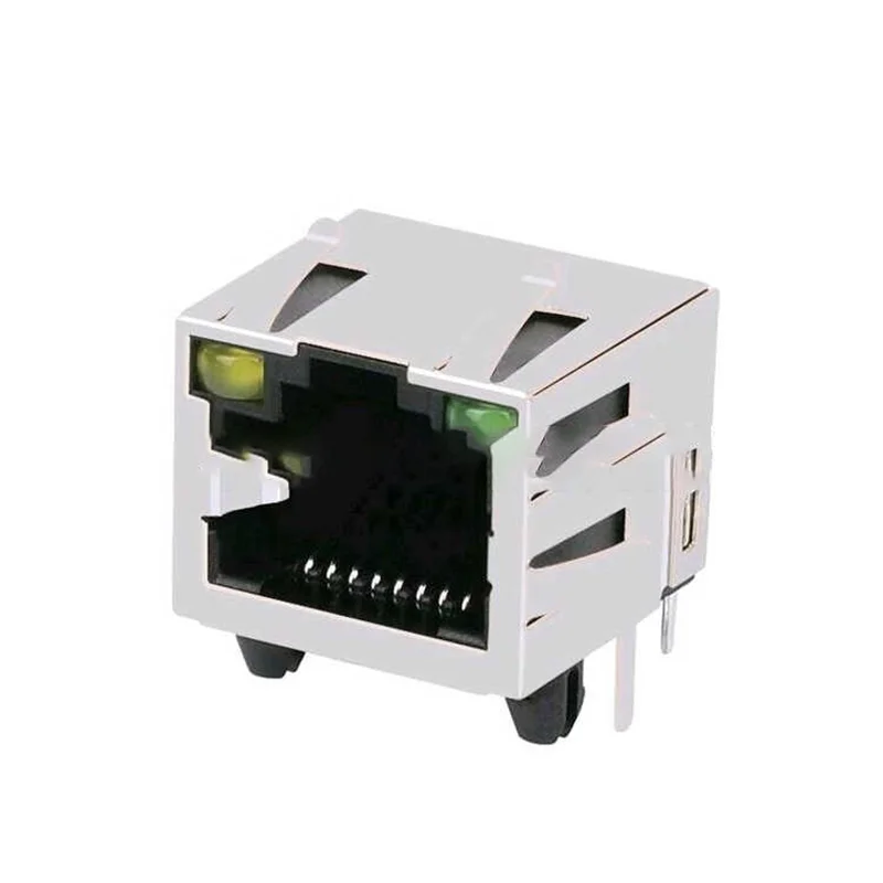 RJ45 56-pin socket with light and snap-on clips, made of pure copper, 8P8C type, with LED and shielding.