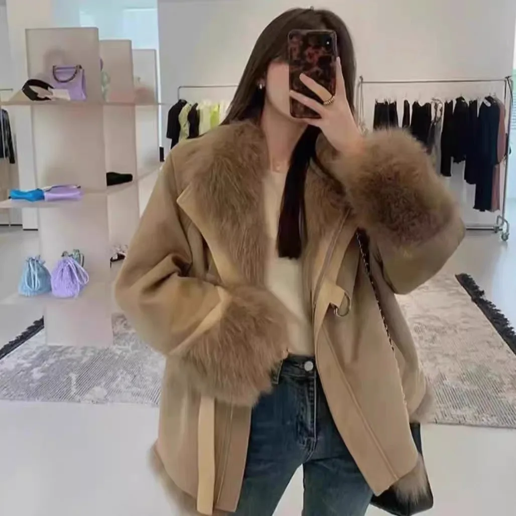 

2025 Autumn Winter New Sle ort Quilted Woolen Coat Women's Korean Faion Fraance Sle Personali High-End Feeling Top