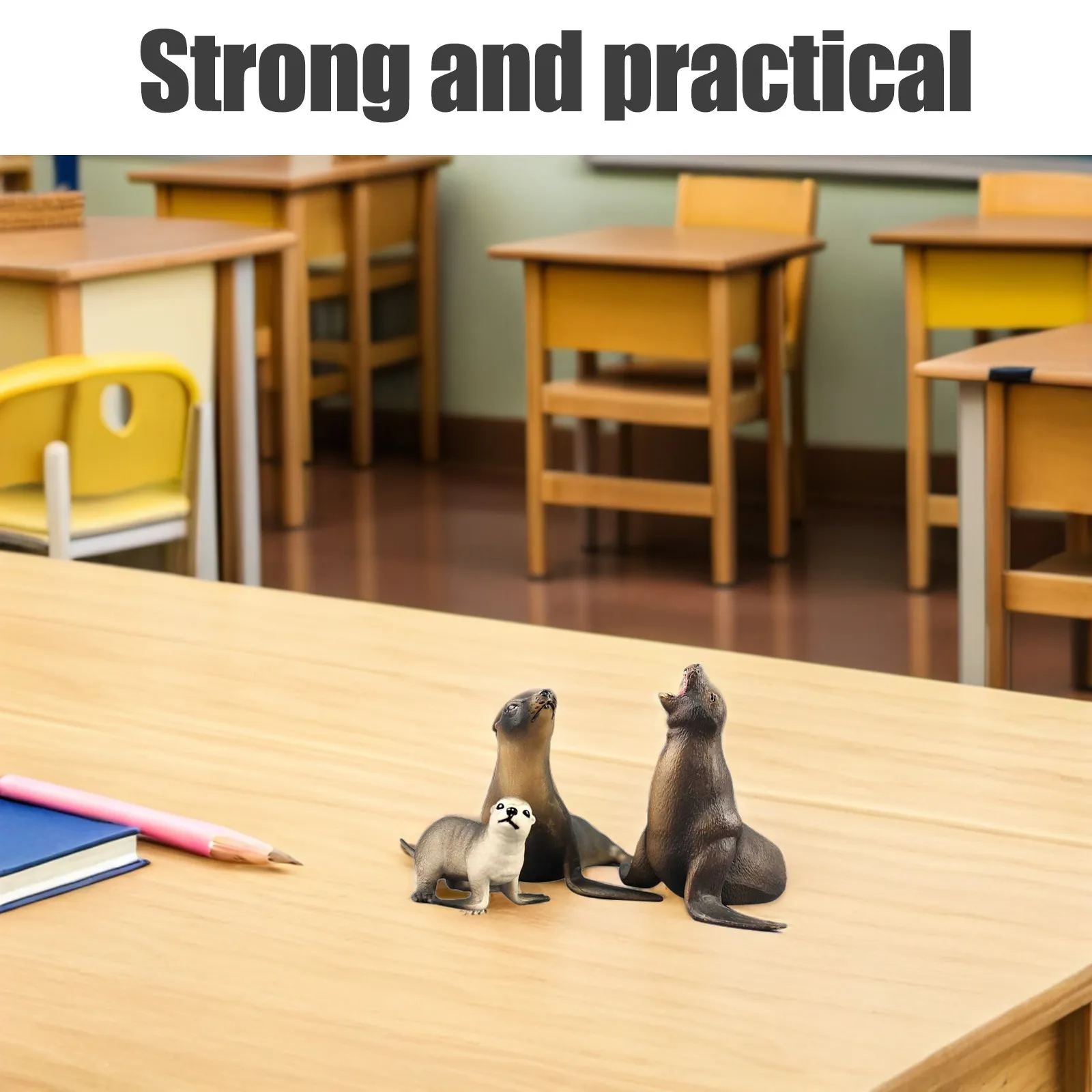 

Набор из 3 фигурок морских львов: высокодетализированные модели морских обитателей для детей, развивающие цветовое восприятие и воображение, обучающий набор о животных