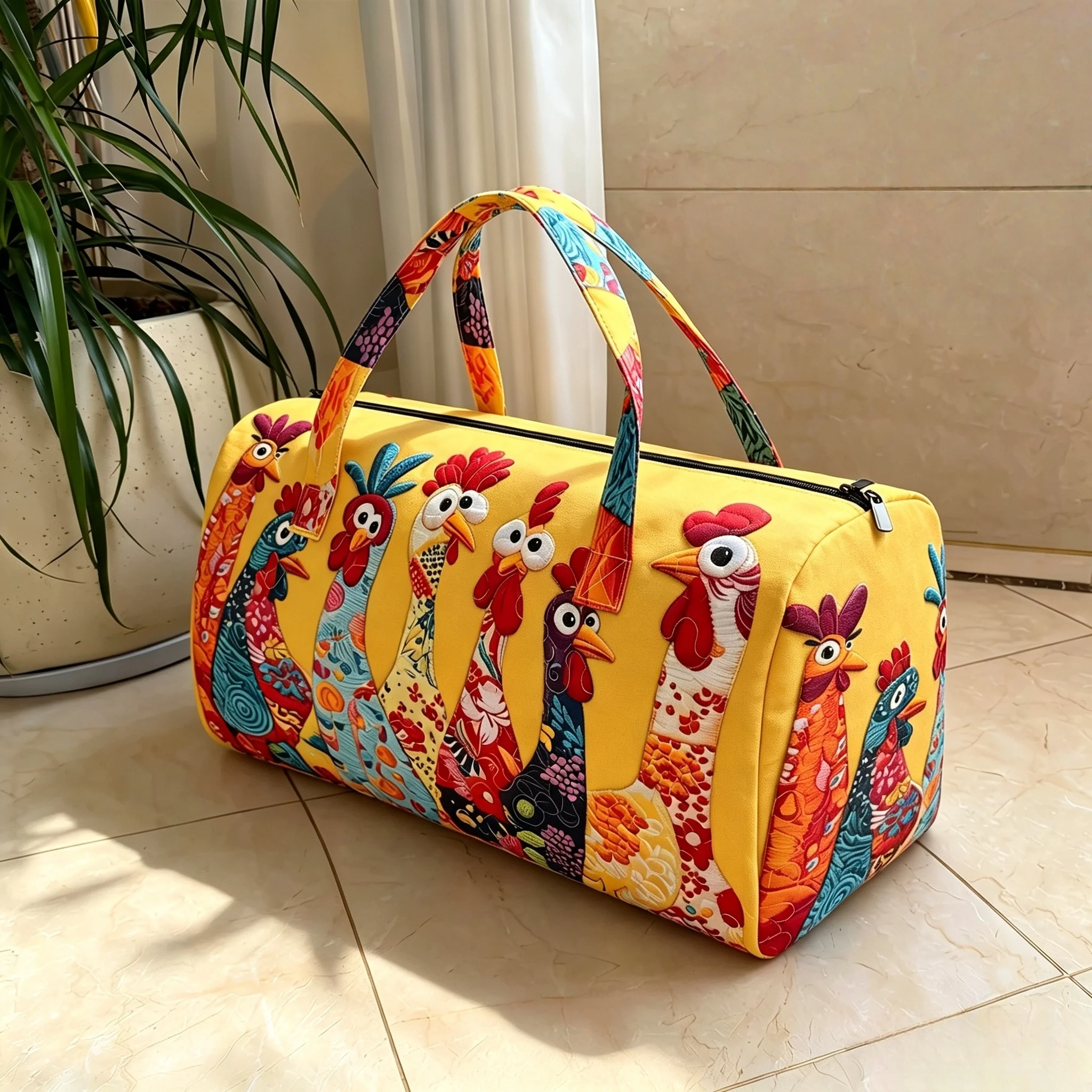 NEW Funny Art Chicken Print Quilted Duffle Bag Bohemian Style 2026 Ptravel Totes and Duffels Women Men Weekender Bags for Woman