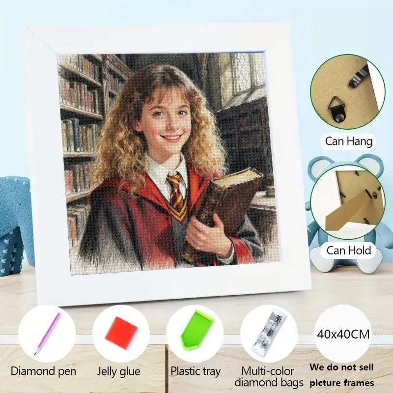 

1PC Hermione Granger Diamond Painting Kit, 5D DIY Full Drill Rhinestone Embroidery Art, Harry Potter Hogwarts Magic Wizarding Wo