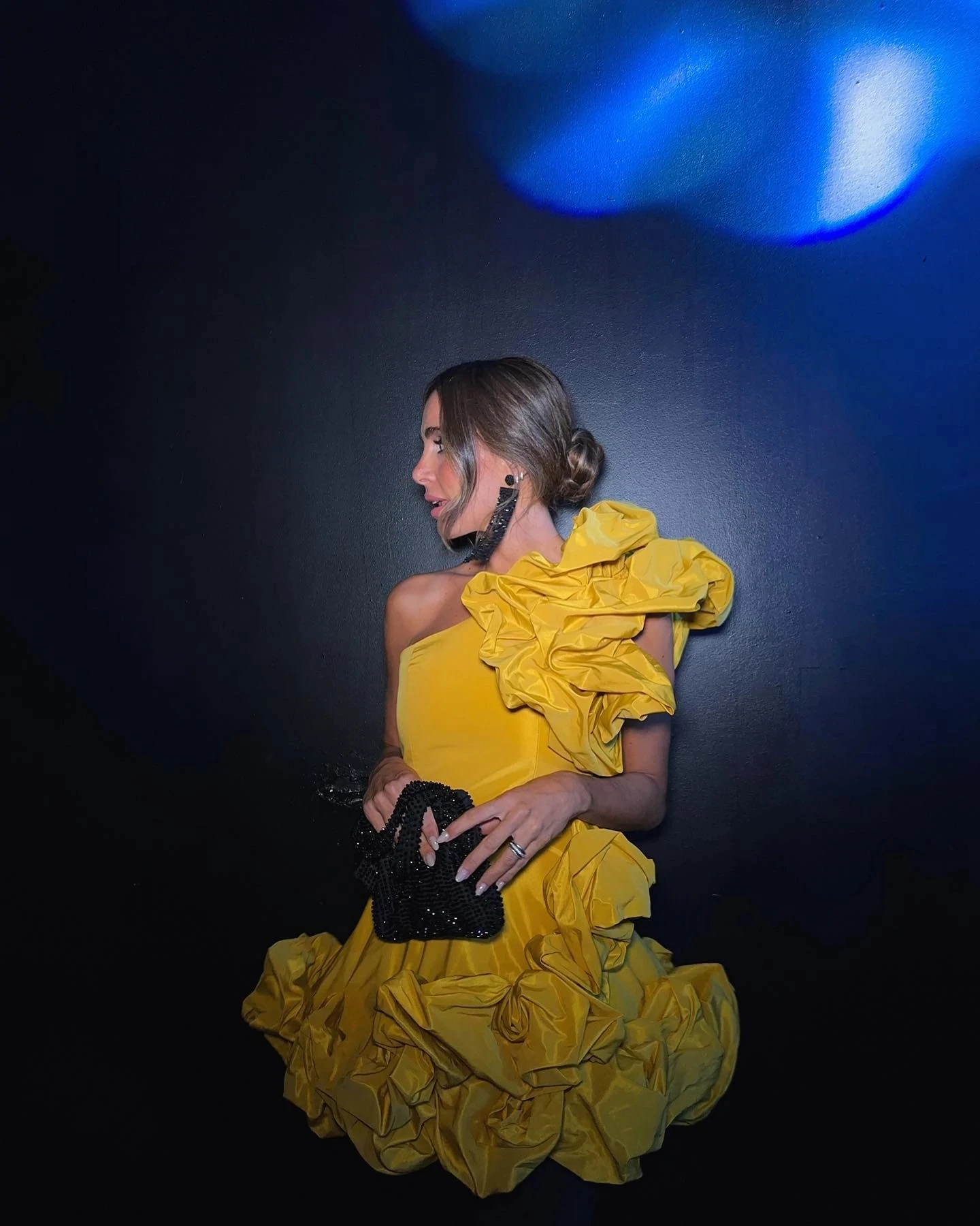 Floral Lemom Yellow Party Dresses Ruffled Flowers Prom Gowns Short Layered One Shoulder Sexy Prom Gowns Above Knee Length