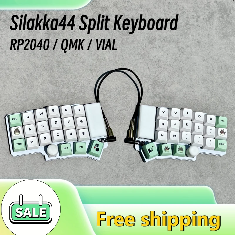 

Silakka44 Split Keyboard Wired Single-mode Hot Swap Dual Knob VIAL Split Ergonomic Keyboard Gaming Office Accessories Gifts