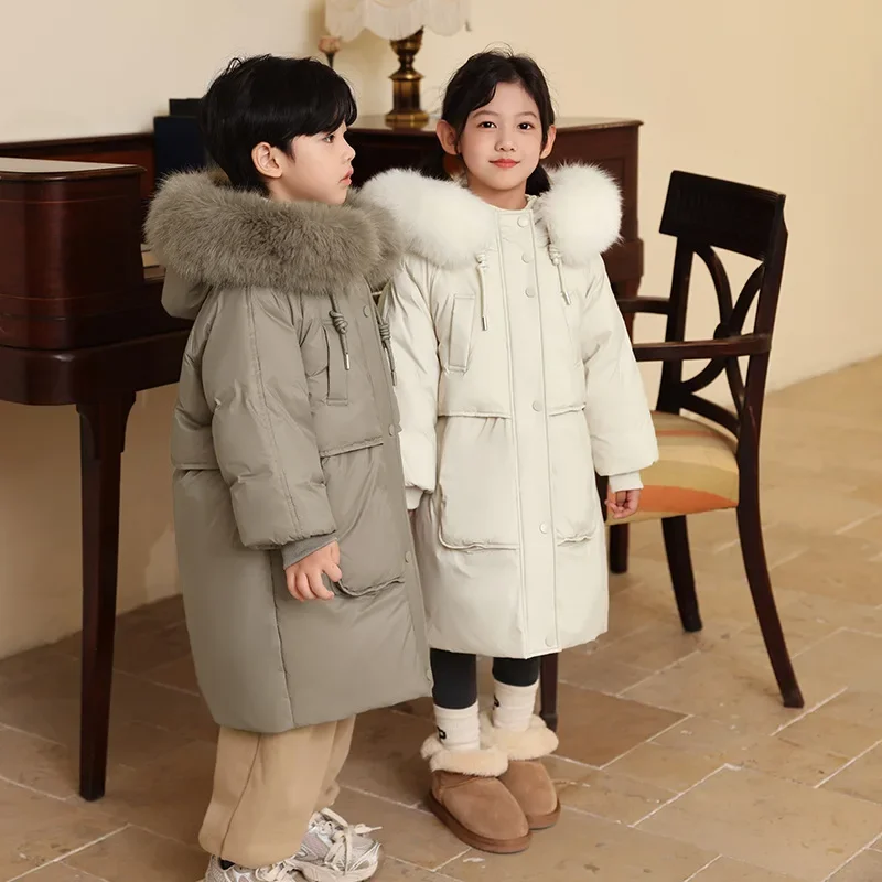2025 -30 Degree Russia Winter Girls Down Jacket Thick Warm Long Teenage Girl Down Jacket 5-12 Years Kids Parkas Outerwear