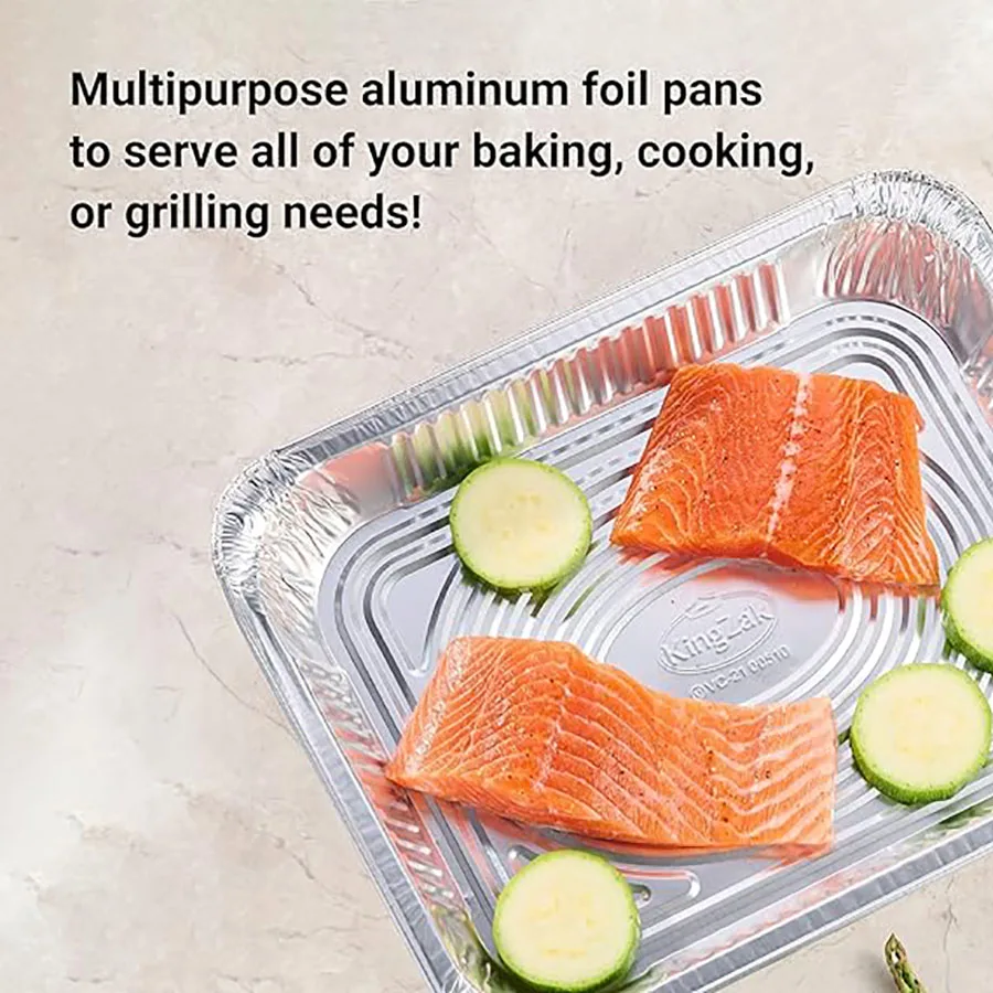 50pcs disposable aluminium foil, various sizes, tin pans are perfect for cooking, heating, storing and preparing food.