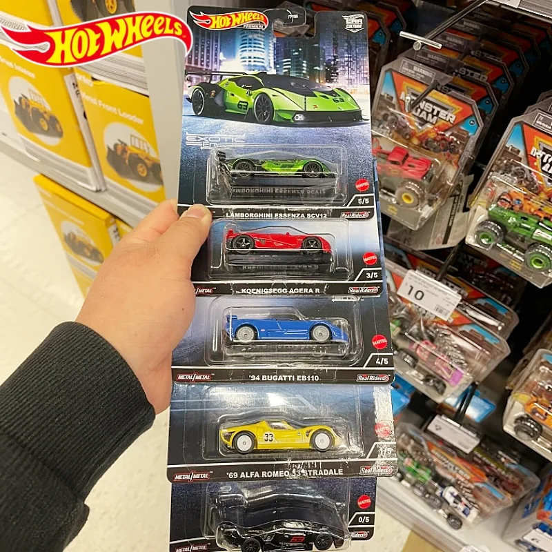 Genuine Hot Wheels Premium Car Culture Exotic Envy Set 2022 Alfa Romeo Mclaren Lamborghini 1/64 Model Scale Die-Cast Cars Toys