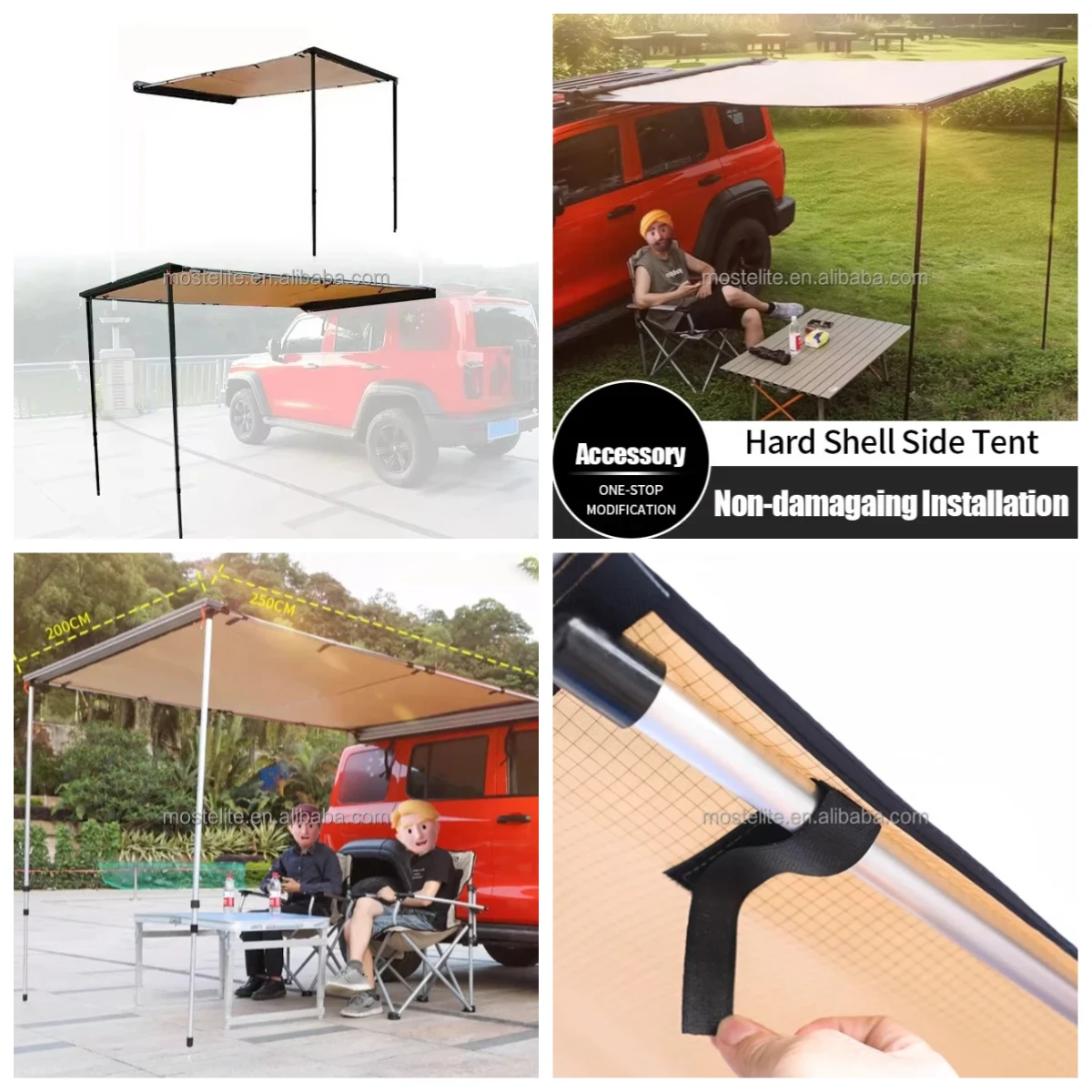 

Hot selling:Aluminum Alloy Shell Car Side Weatherproof Retractable Sunshade Camping Roof Side Awning Tent for