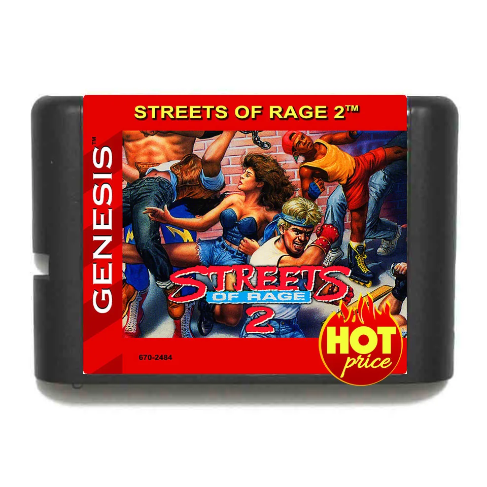 عربة استنساخ بطاقة الألعاب Streets of Rage 2 16 Bit MD لمحرك Sega Genesis Mega Drive