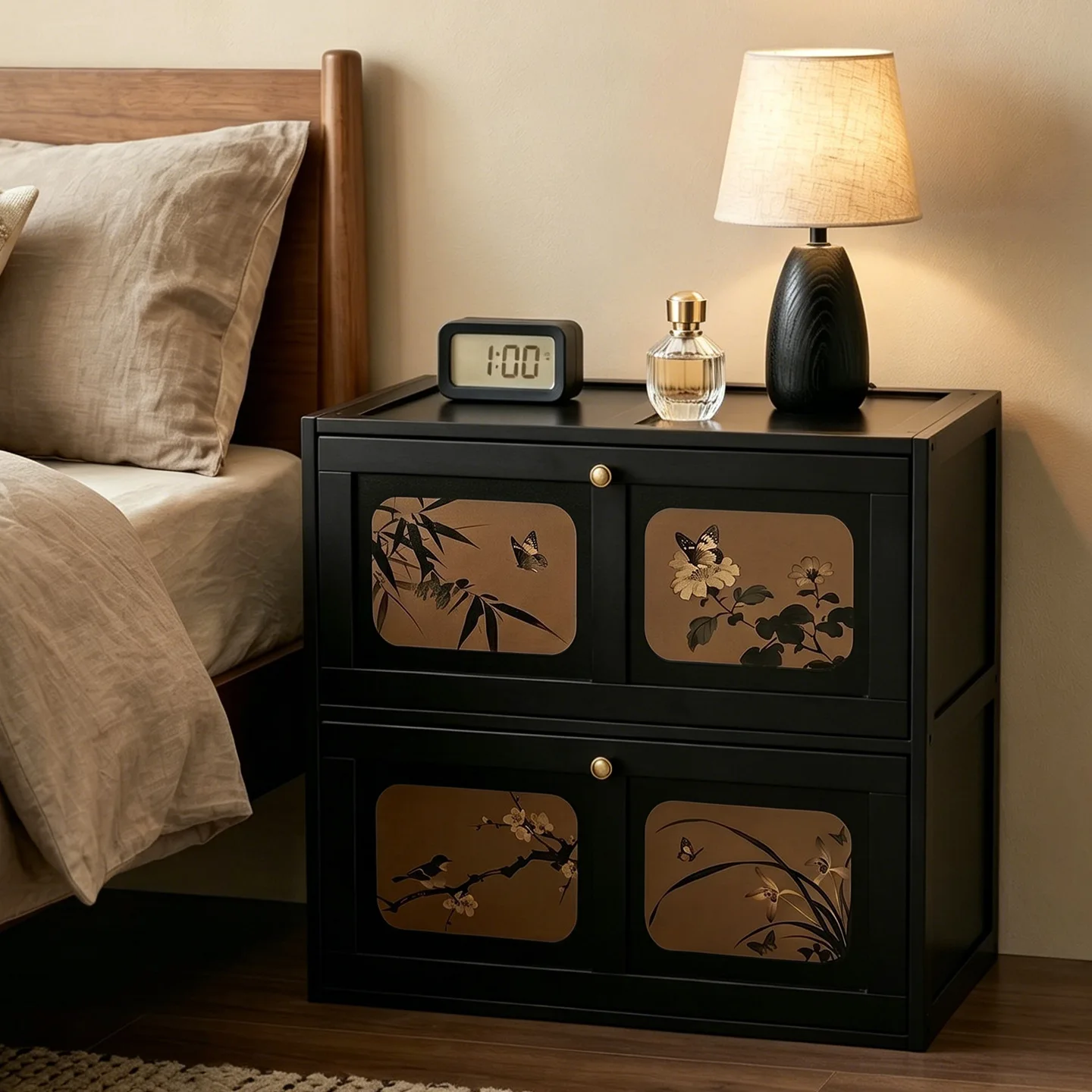 Retro style multi-layer storage cabinet, living room side cabinet, stacked storage cabinet combination, sofa side cabinet