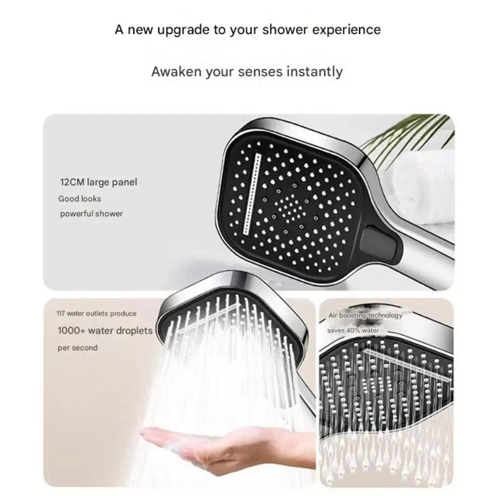 3 Spray Setting High Pressure Shower Head with ON/OFF Pause Switch 12CM Large Flow Rainfall Hand Shower Head Bathroom Accessoies