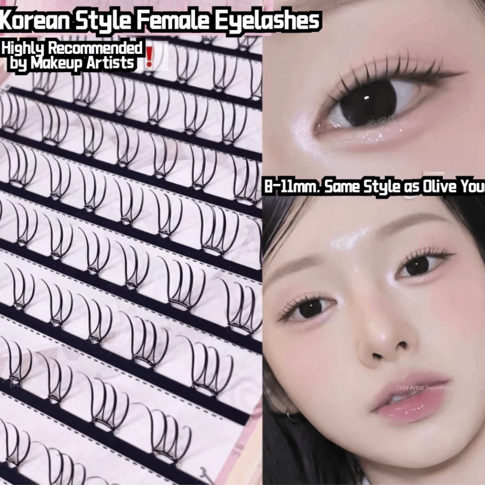 Faux cils complets faits à la main, style coréen, autocollants, naturels, longs, sans cruauté, faux cils