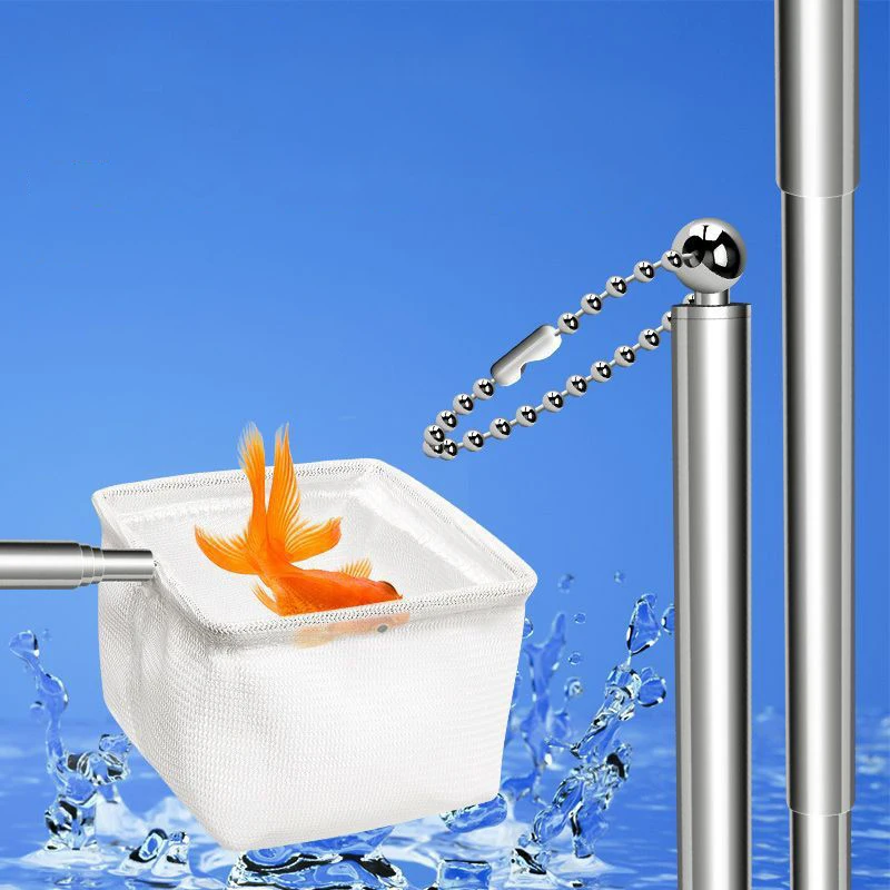 (BF06) Red de pesca para peces de acuario, redes de pesca retráctiles de acero inoxidable para camarones pequeños, accesorio para peces, herramienta de limpieza para peceras