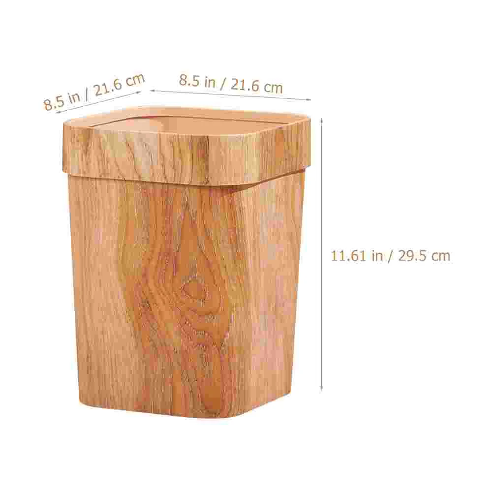 Bamboo Square Trash Can Office Decor Kitchen Waste Bins Plastic Garbage Storage Bucket