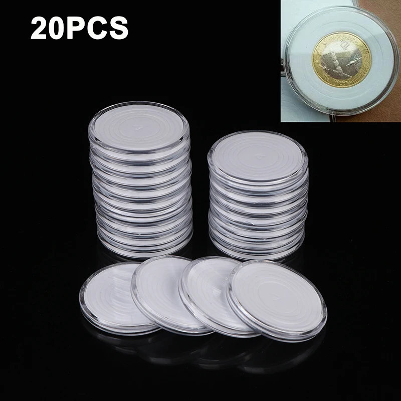 

20Pcs 48mm Commemorative Coin Storage Box With Inner Pad Protection Coinning Suitable Transparent Portable Round Storage Boxes