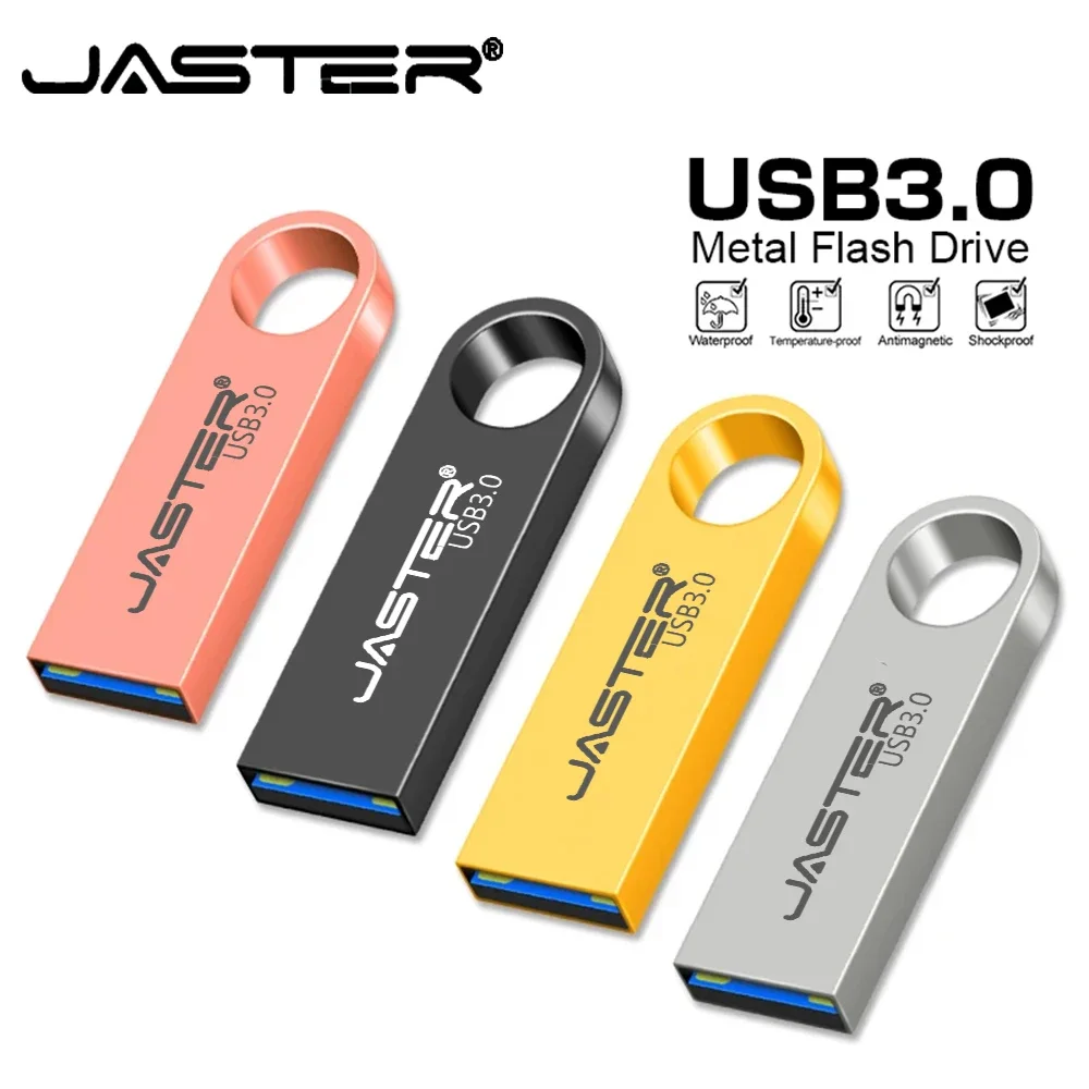 JASTER Metall-memoria Flash USB 3,0, Pen drive de 128GB, 64GB, 32GB, 16GB, 8GB