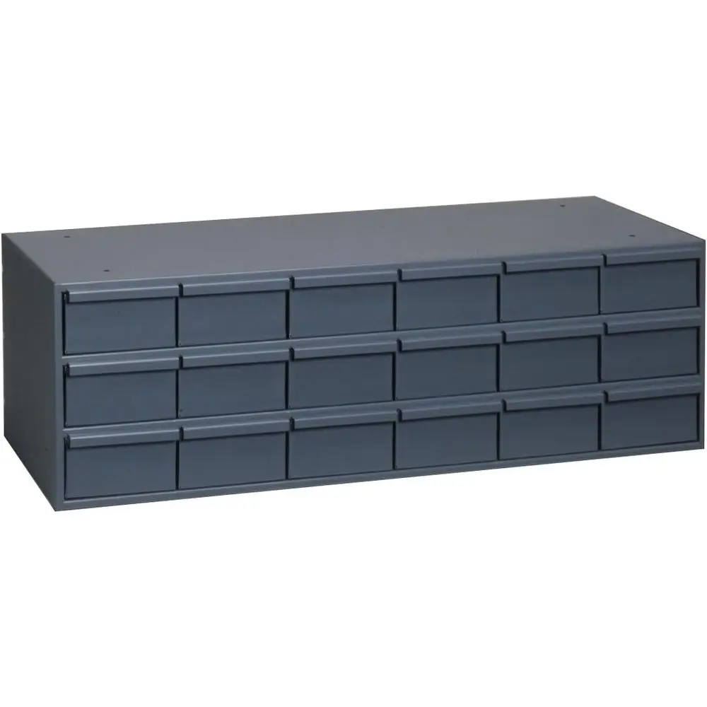 

Серый шкаф для хранения из холоднокатаной стали 030-95, 33,75 Ш x 12,875 В x 11,75 Г, 18 ящиков