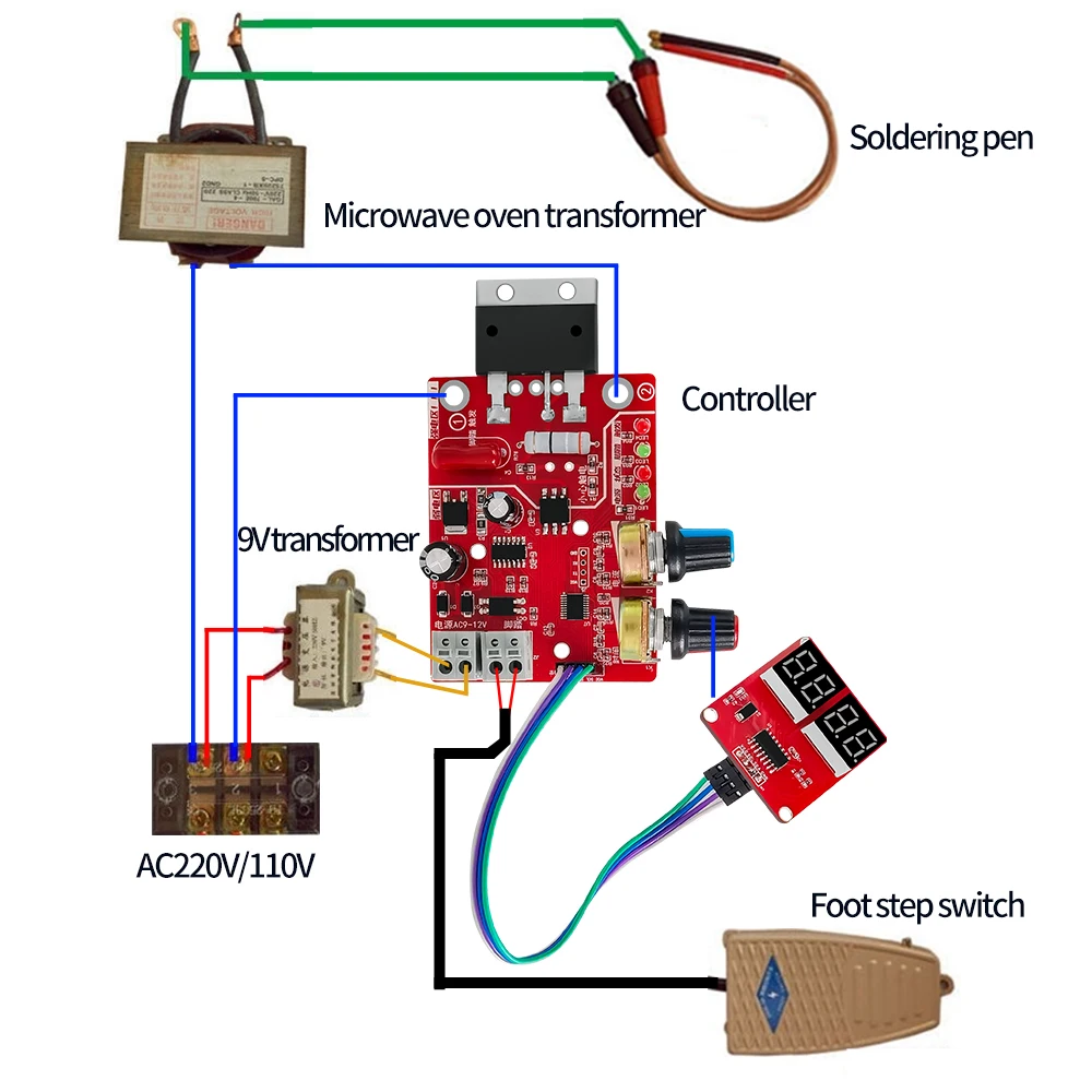 Placa de control de soldadores por puntos 40A/100A, pantalla Digital, controlador de corriente de soldadura por puntos, panel de sincronización,