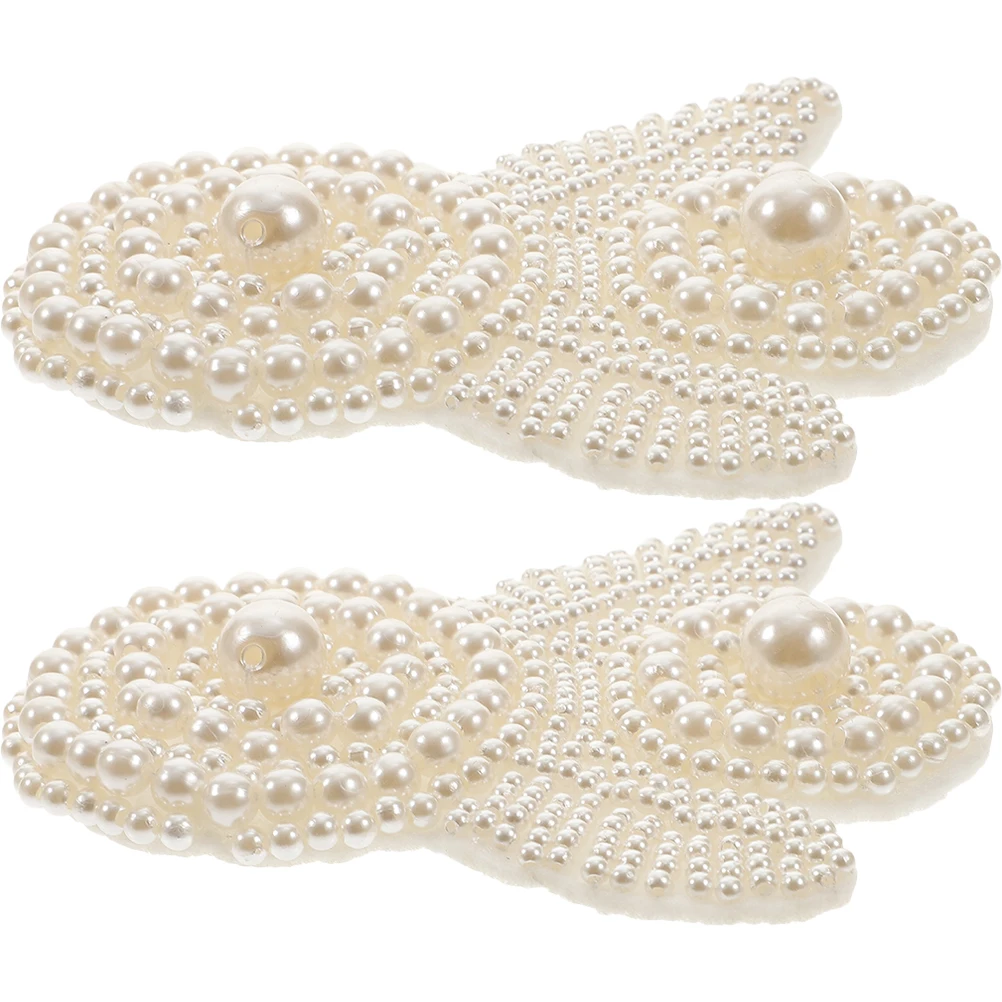 

2pcs Pearl Applique Patch Hot Glue Bottom Cloth Sticker Bride DIY Garment Clothes Decor Shoes Accessories Sewing