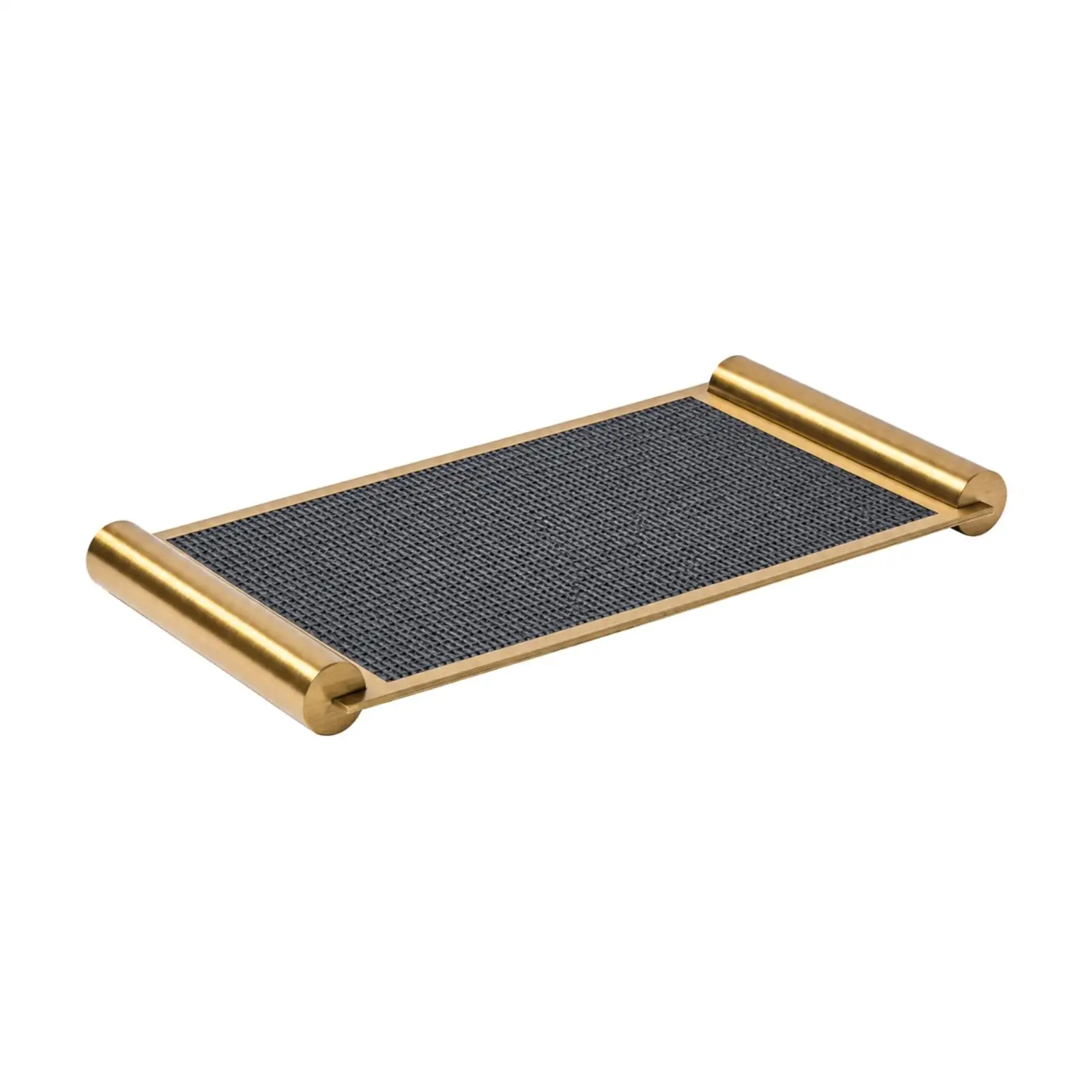 Stainless Steel Jewelry Tray for Dresser Top Organizer Decorative Leather Inset Rectangular Metal Catchall