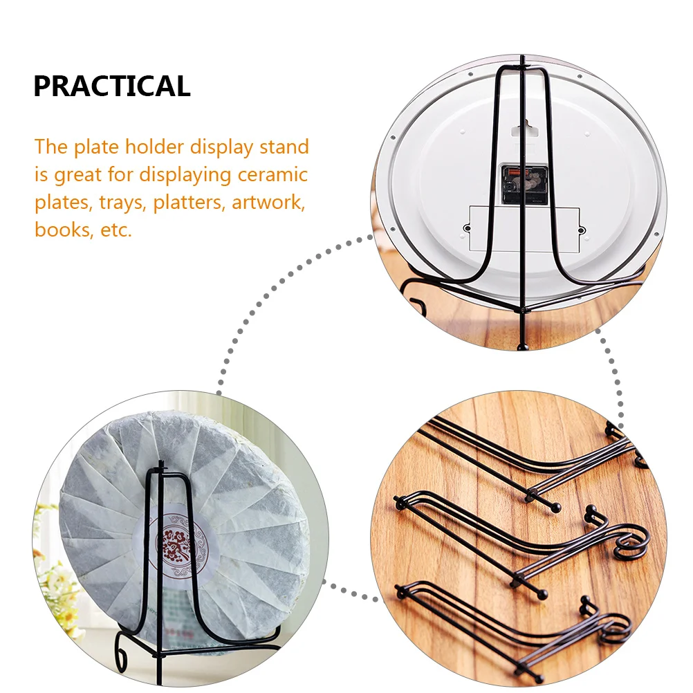 

2pcs Plate Stand Display Easels Iron Album Holder Picture Frame Stands Decorative Platter Book Reading Artwork Kitchen Office