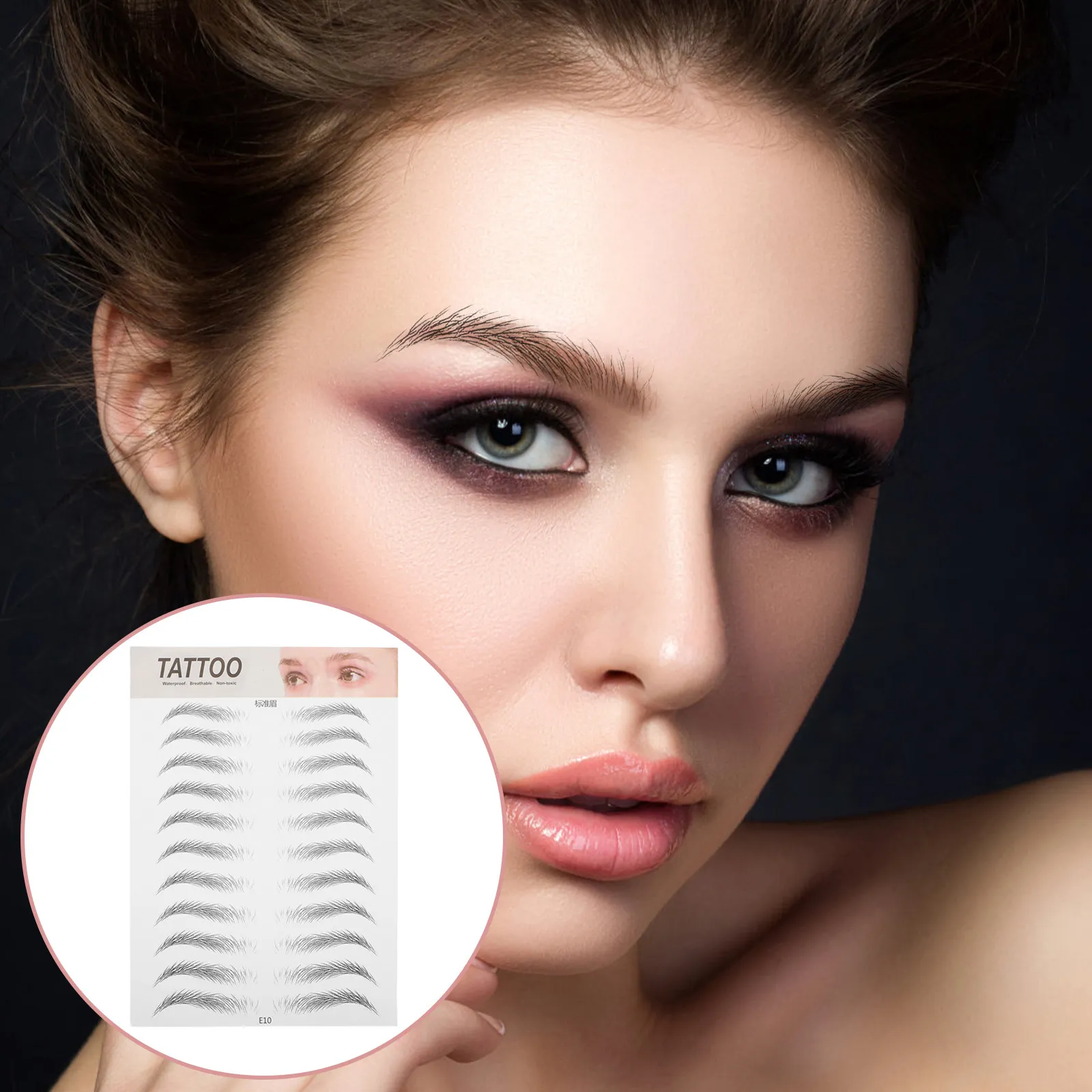 

5Pcs 6D Hair-Like Eyebrow Stickers Waterproof Black Temporary Eyebrow Tattoos Peel Off Realistic Fake Eye Brows for Makeup and