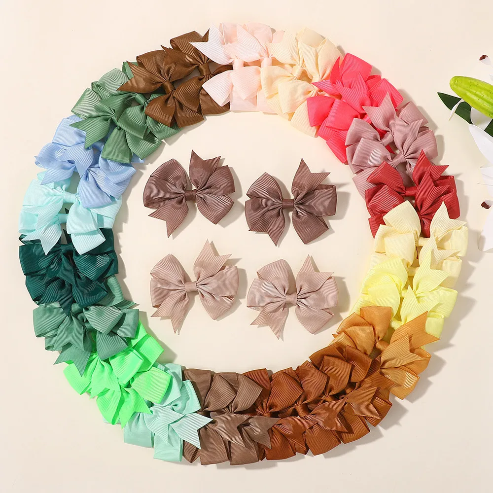 

20 шт./компл., случайные яркие цвета, лента для маленьких девочек, бант, заколки для волос, милые заколки для волос, металлический зажим из кожи аллигатора, головные уборы, аксессуары для волос
