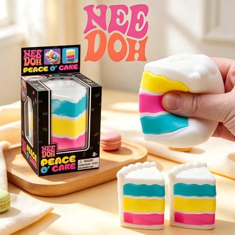 Needoh Peace O' Cake Calming Fidget Toy Soft TPR Stretch Anti-Anxiety Soothing Relax Portable Pocket Squishy Stress Relief Toy