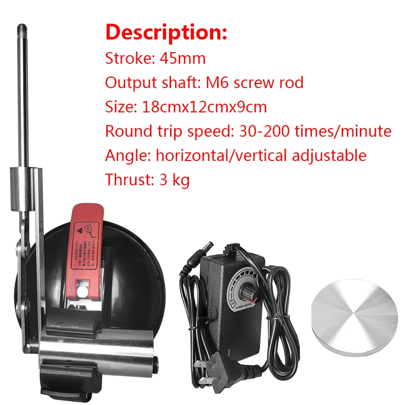 Mini actuador lineal telescópico de velocidad ajustable, mecanismo alternativo de carrera de 45mm, Motor de 60mm, ventosa de aluminio, 3V-24V