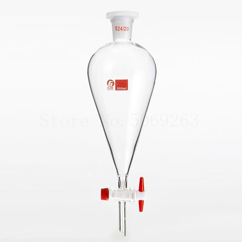 1pc Brown and Transparent Lab Glass Pear-Shaped Separatory Funnel Separating Eurify Essential Oil Chemical Experiment Separation