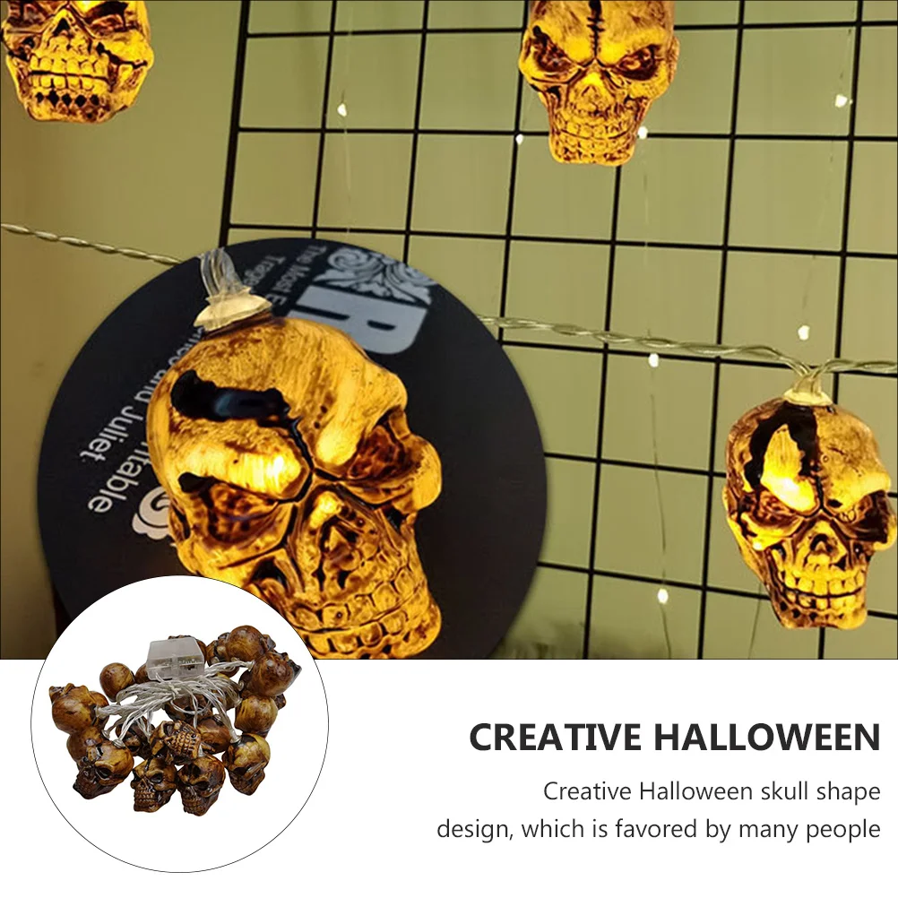 1 قطعة أضواء سلسلة الجمجمة الإبداعية هالوين LED ديكور للحزب غرفة نوم ليلة المشهد مخيف الجمجمة رئيس سلسلة مصابيح توفير الطاقة #3