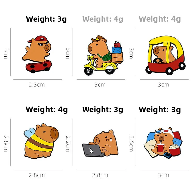 Cute Cartoon Capybara Series Enamel Pins Animal Metal Badge Brooch for Jewelry Accessory Gifts for Kids Friends