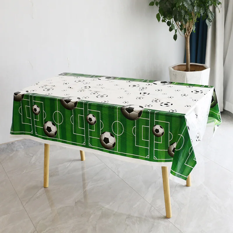 Cross-Border Amazon DisposablePERectangular Thickening Print Tablecloth Football Baseball Birthday Party Theme Tablecloth