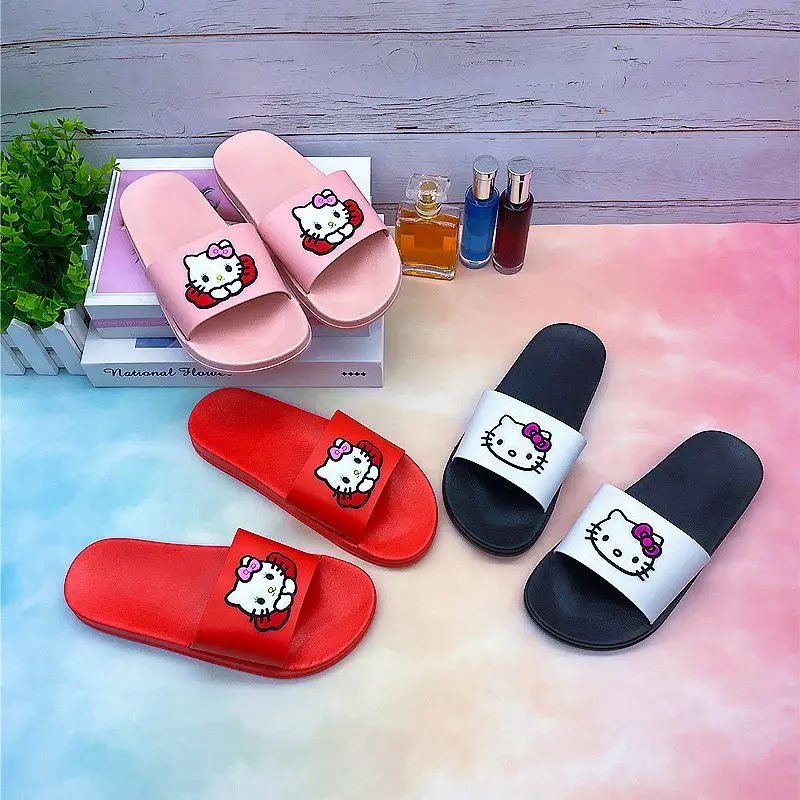 Kawaii Sanrio Anime Slippers Cute Hello Kitty Cartoon Indoor Bathing Anti Slip Traveling Outside Lightweight Sandal Gifts Girls