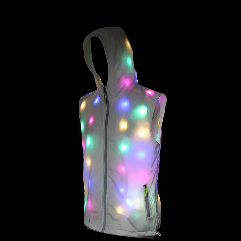 

Luminous Clothing Men's and Women's Stage Performance Clothing Led Flash Sleeveless Cosplay Clothing with Removable Battery