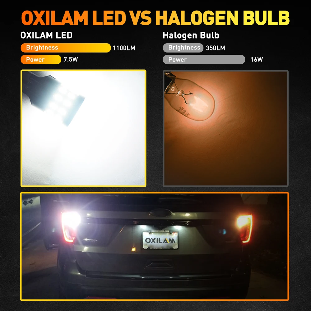 OXILAM 2x T15 LED Bulb Canbus Error Free W16W T16 912 921 LED Light Super Bright Backup Reverse light for Audi Ford Fiesta DC12V