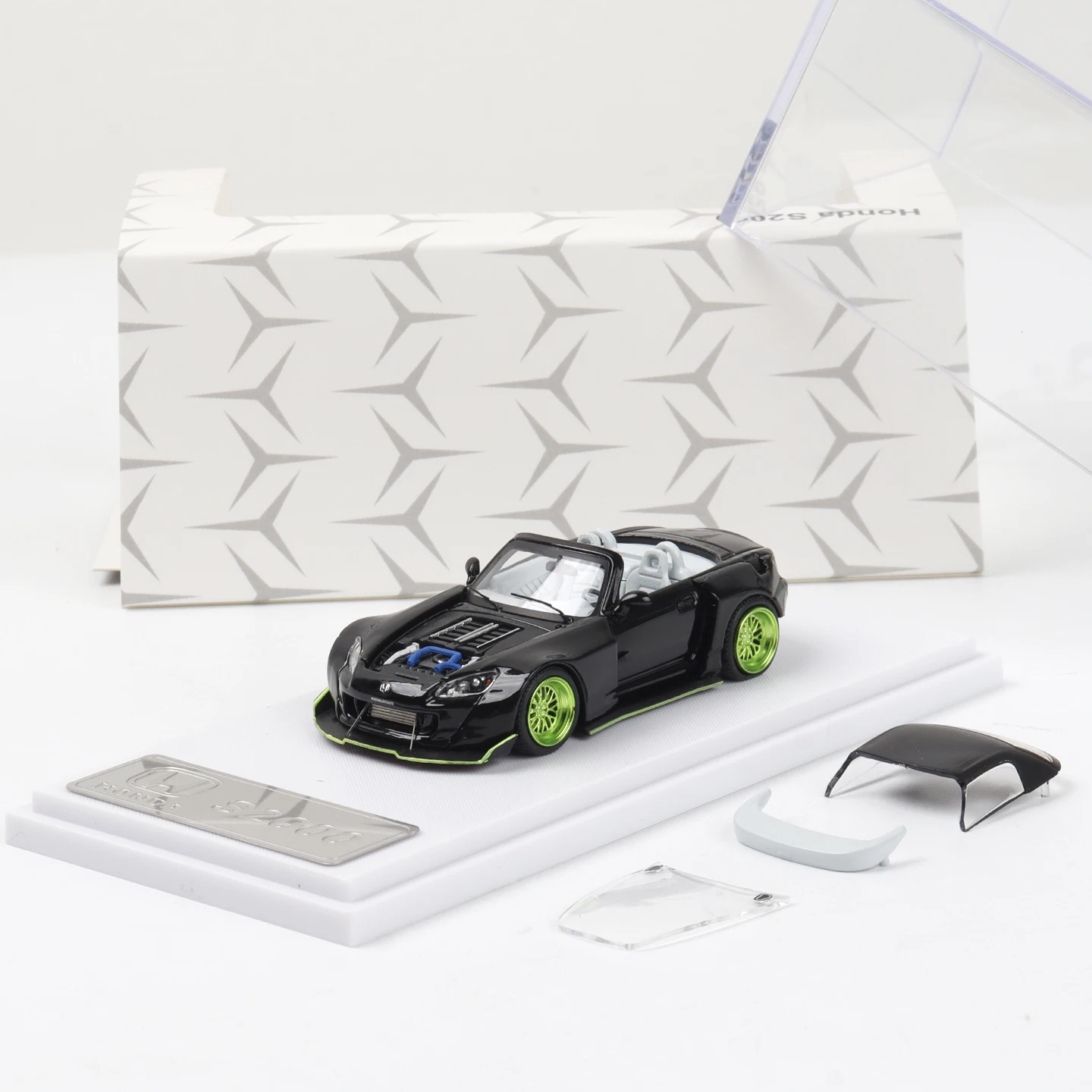 Rm 1/64 honda s2000 widebody modificado conversível com capuz que pode ser aberto simulação de liga fundida modelo de carro estático menino presente de aniversário
