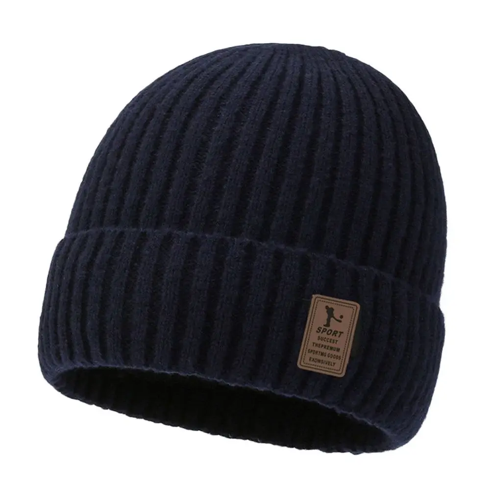 

Зимняя мягкая вязаная шапка на флисовой подкладке, теплая шапка-бини, ветрозащитная толстая защитная шапка для ушей, мужская