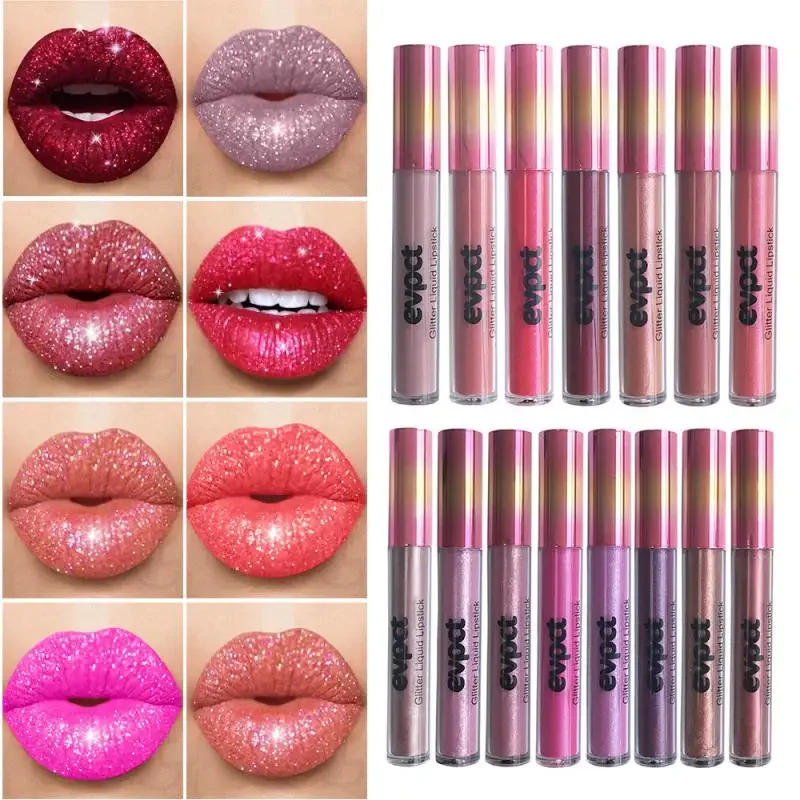 

Heallor Evpct15 High-shine Finish Metallic Shine Hydrating Shine All Trendy Hot Item Lip Gloss Lipstick Sparkling Color Glamorou