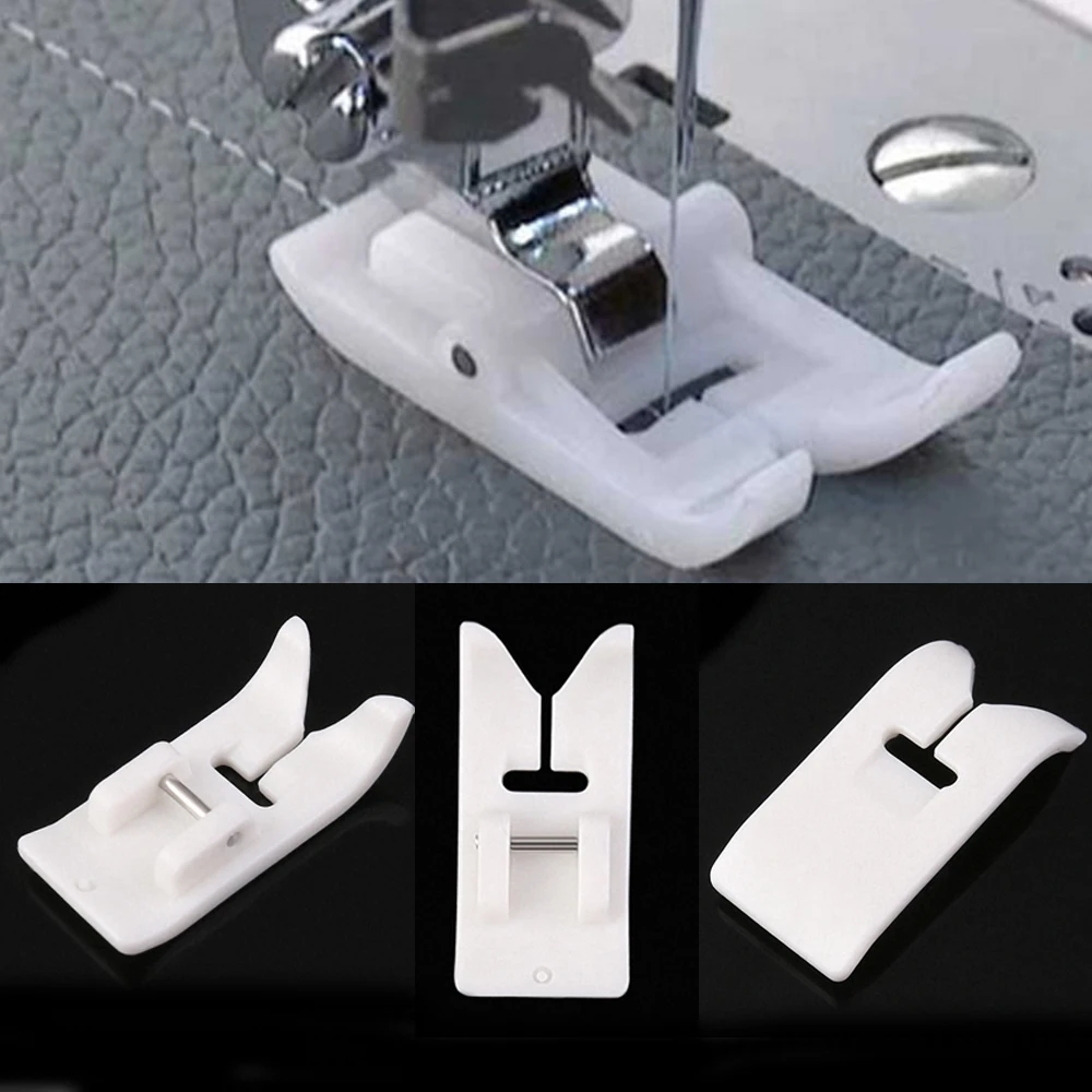 2 Pcs/set Foot Button Sewing Presser Foot Plastic White Non Stick DIY Leather Anti Slip Sewing Tool Sewing Machine Accessories