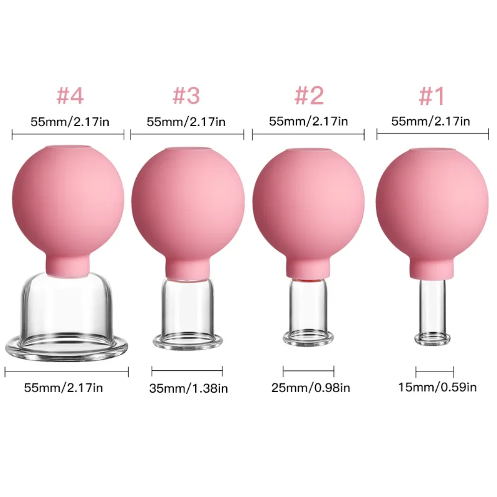 4 Stuks Gezicht Huid Lifting Anti-Rimpel Cupping Therapie Facial Medische Massage Gereedschap Gezicht Massage Rubber Vacuüm Cupping body Cups