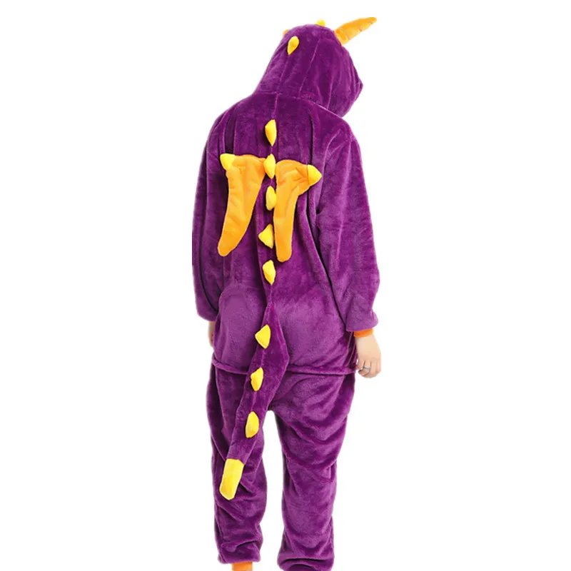 Thick Soft Flannel Anime Costume Spyro Purple Dragon Onesies Pajama Halloween Carnival Party Clothing