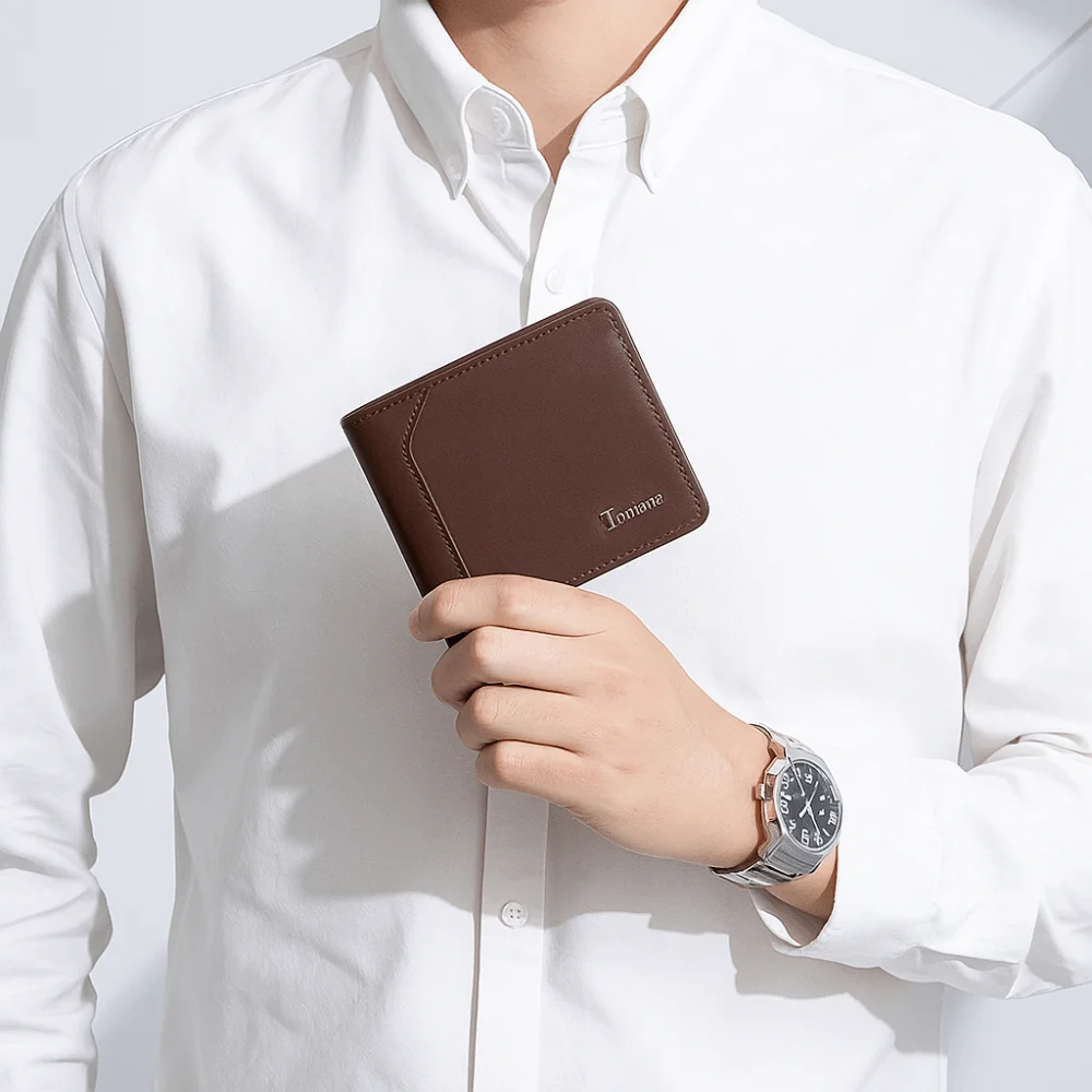 

Luxury Business Men's Short Wallet Cash Bag Casual Credit Card Holder Pu Leather Solid Color Coin Pocket Daily