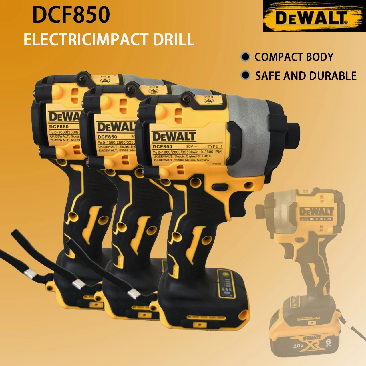

Multi functional Dewalt DCF850 portable impact drill, safe and durable, brushless drive, 0-3500min,20VDewalt lithium battery