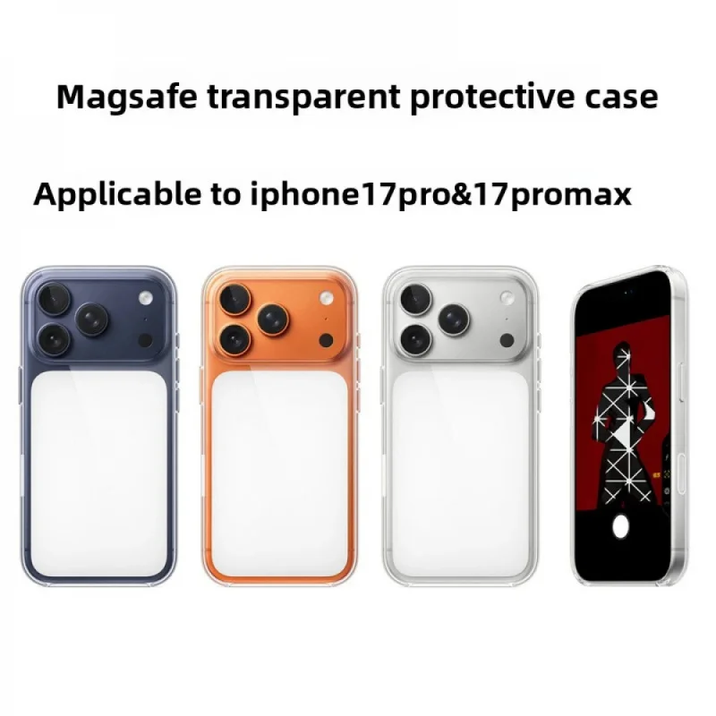 iPhone17 Pro Max 17oro transparent protective case Magnetic camera control Apple phone case