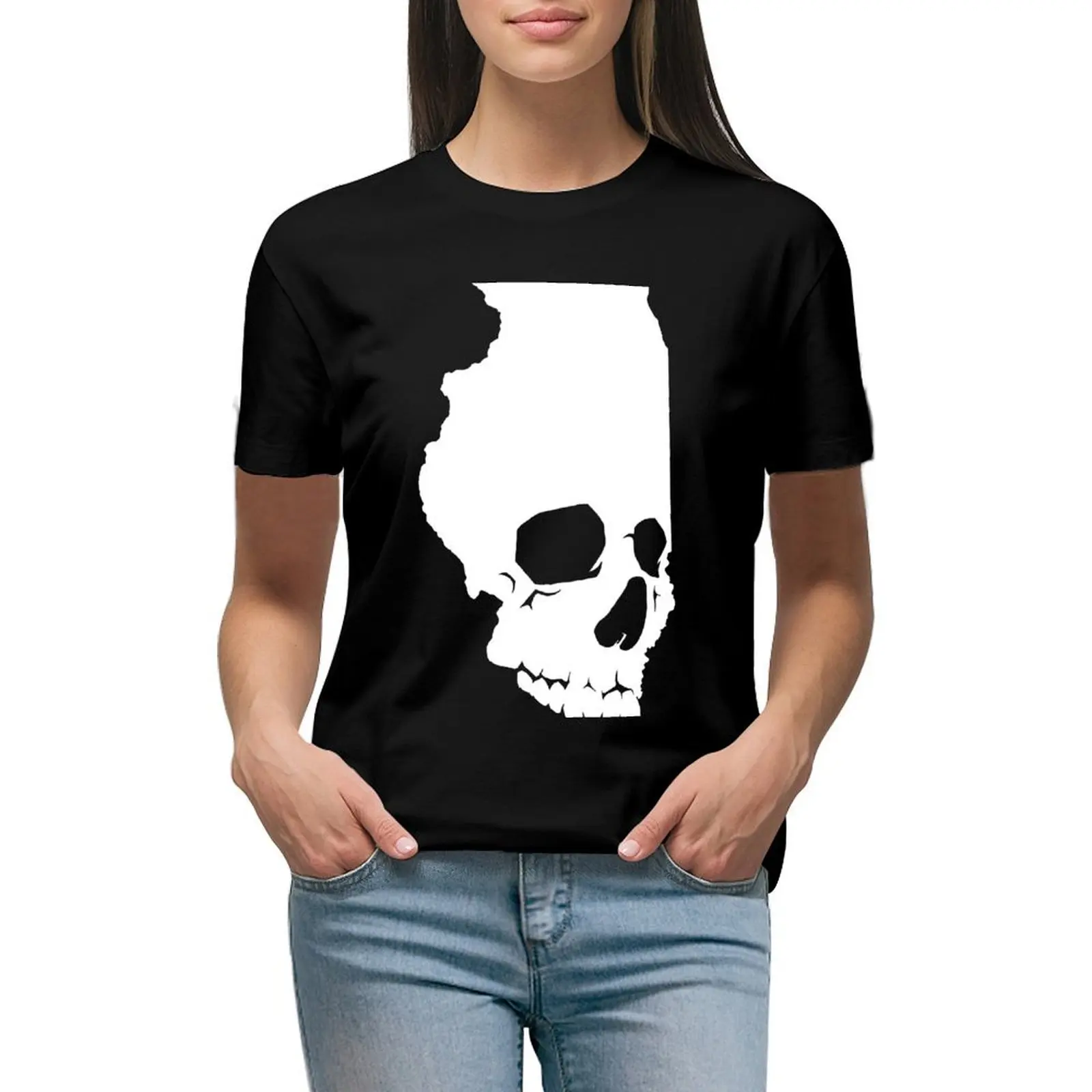 

Skullinois On Black Shirts T-shirt hippie clothes summer clothes summer top clothes for woman