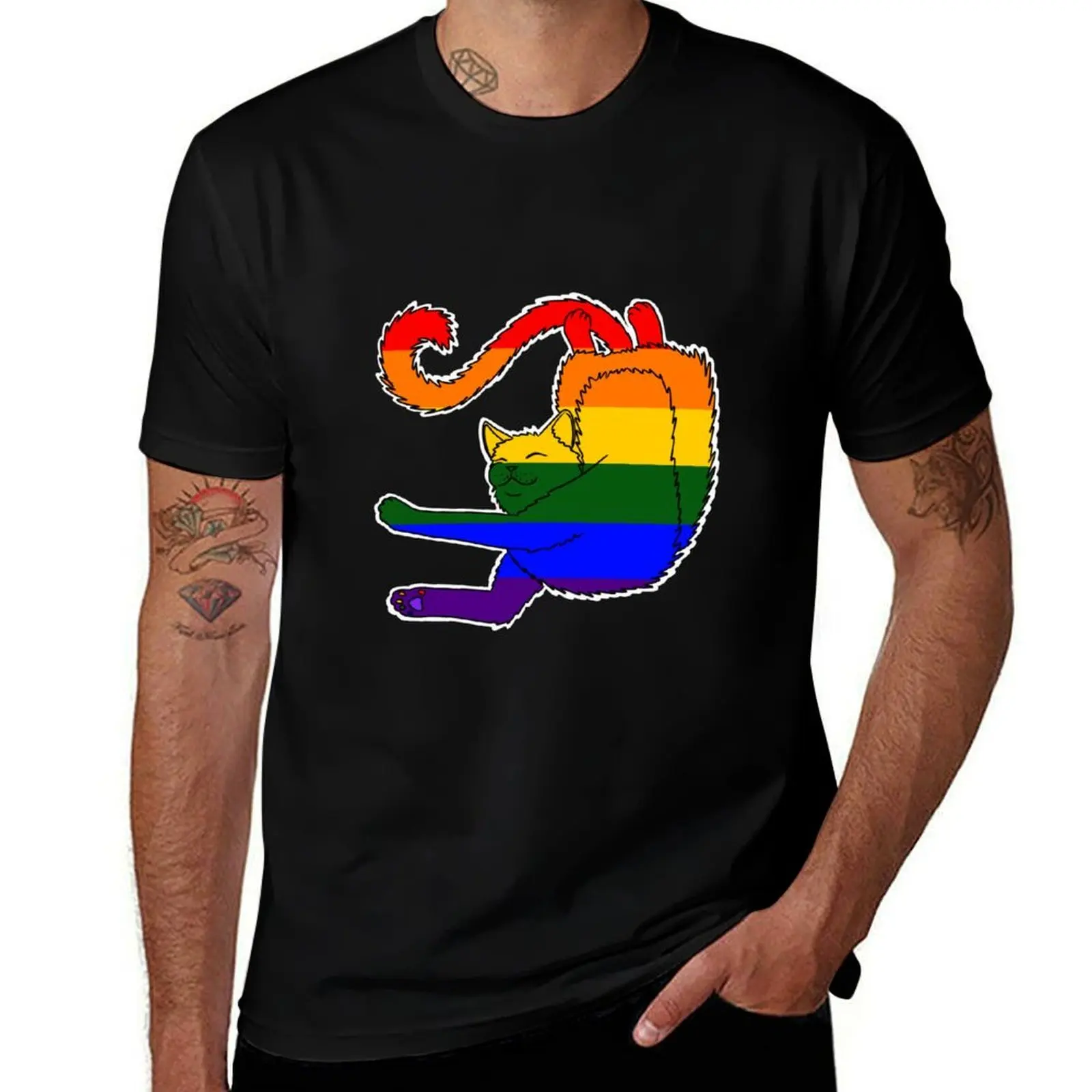 

Футболка Pride Cat, мужская футболка, дизайнерские забавные футболки, хлопковая футболка
